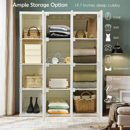 Foldable Armoire Wardrobe Closet, 12 Cubby Storage, White Clothing & Closet Storage at Gallery Canada