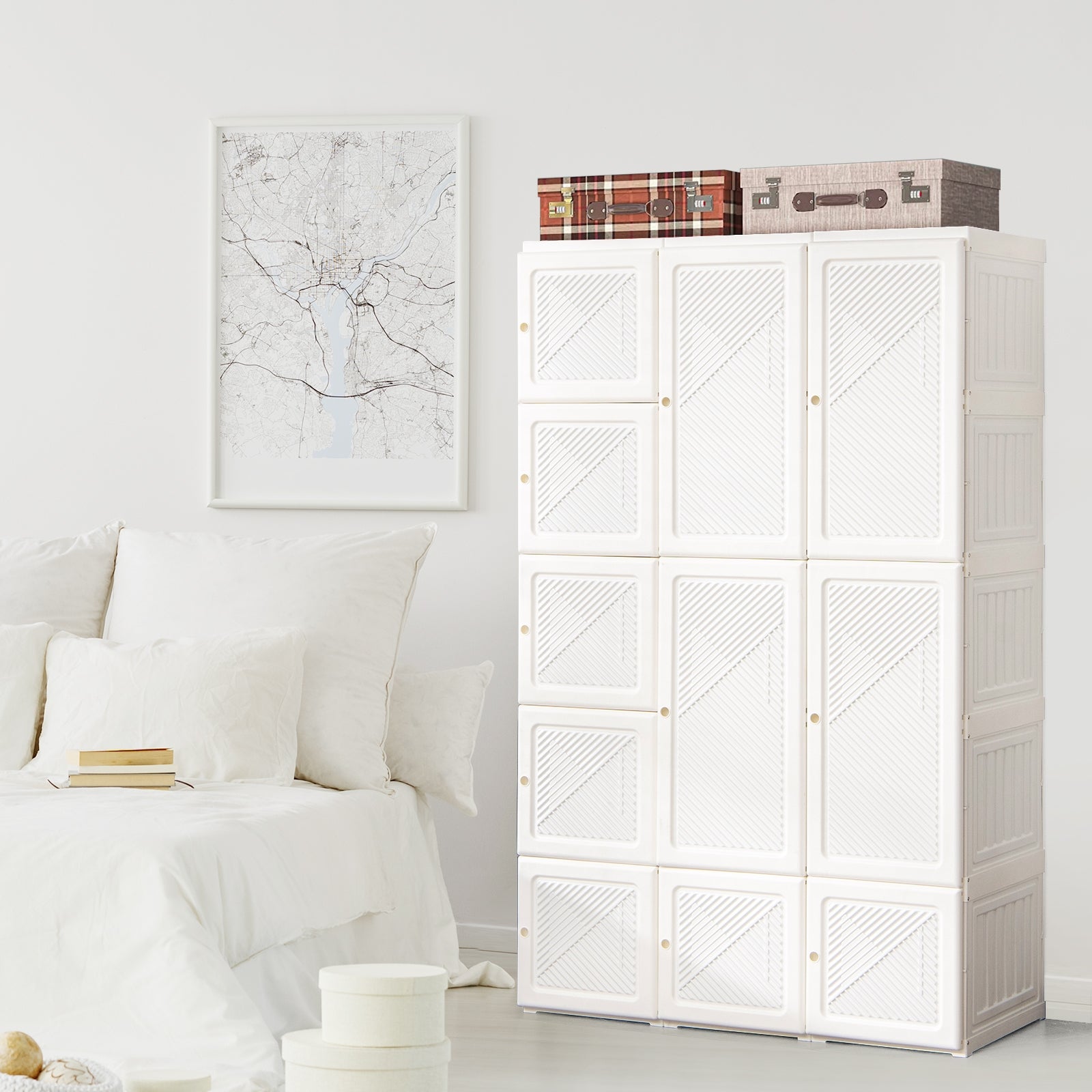 Foldable Armoire Wardrobe Closet, 10 Cubes, White Clothing & Closet Storage at Gallery Canada