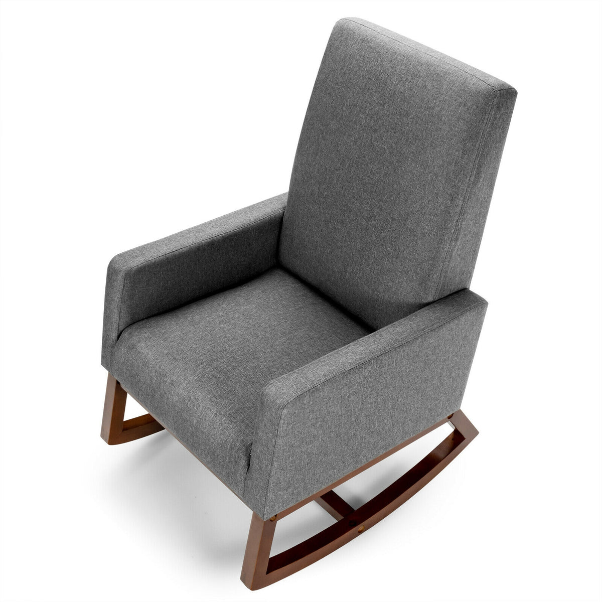 Rocking High Back Upholstered Lounge Armchair, Gray Accent Chairs at Gallery Canada