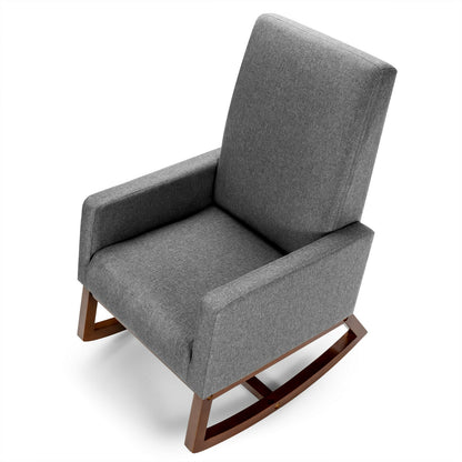 Rocking High Back Upholstered Lounge Armchair, Gray Accent Chairs at Gallery Canada