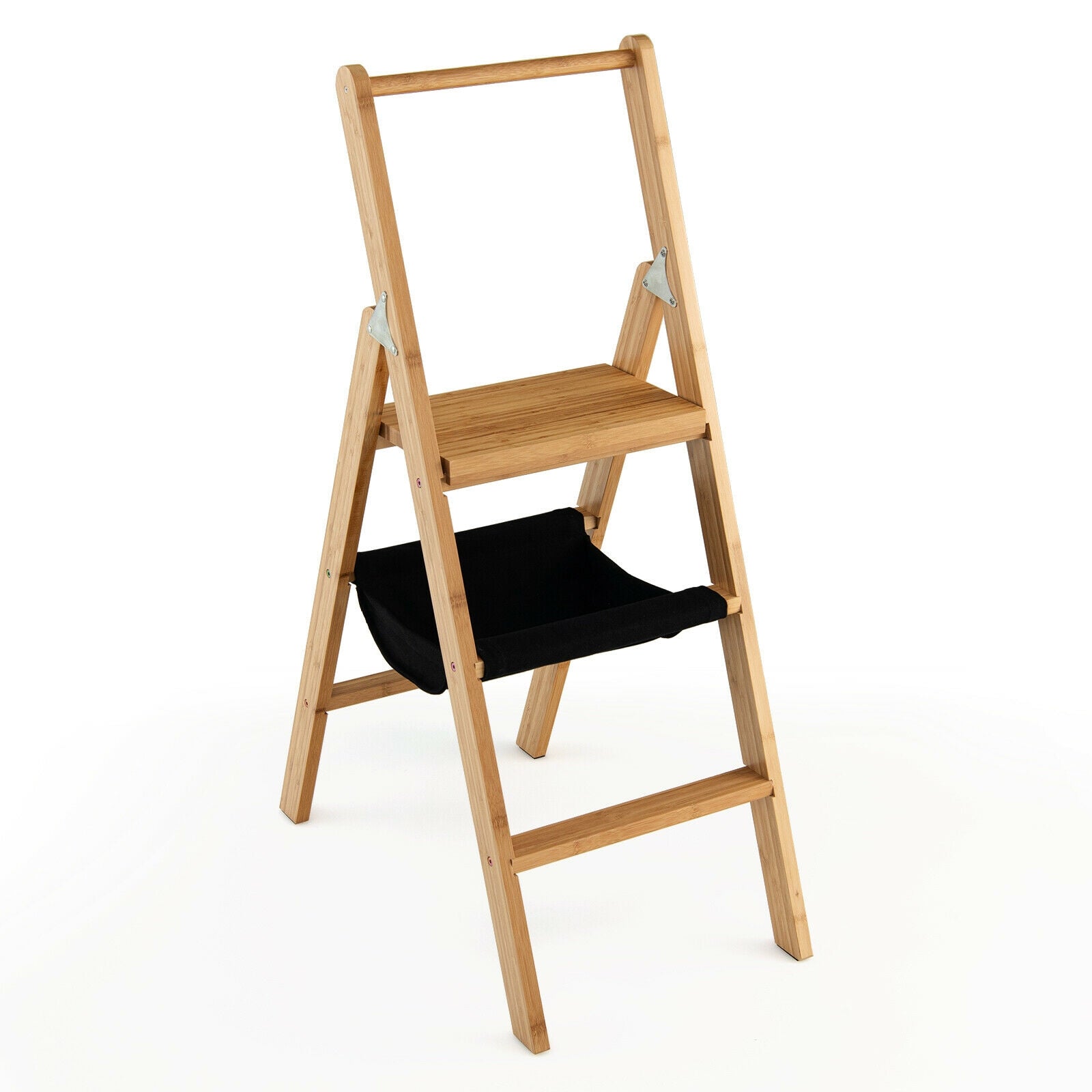 3 Step Foldable Bamboo Ladder Stool, Natural Ladders at Gallery Canada