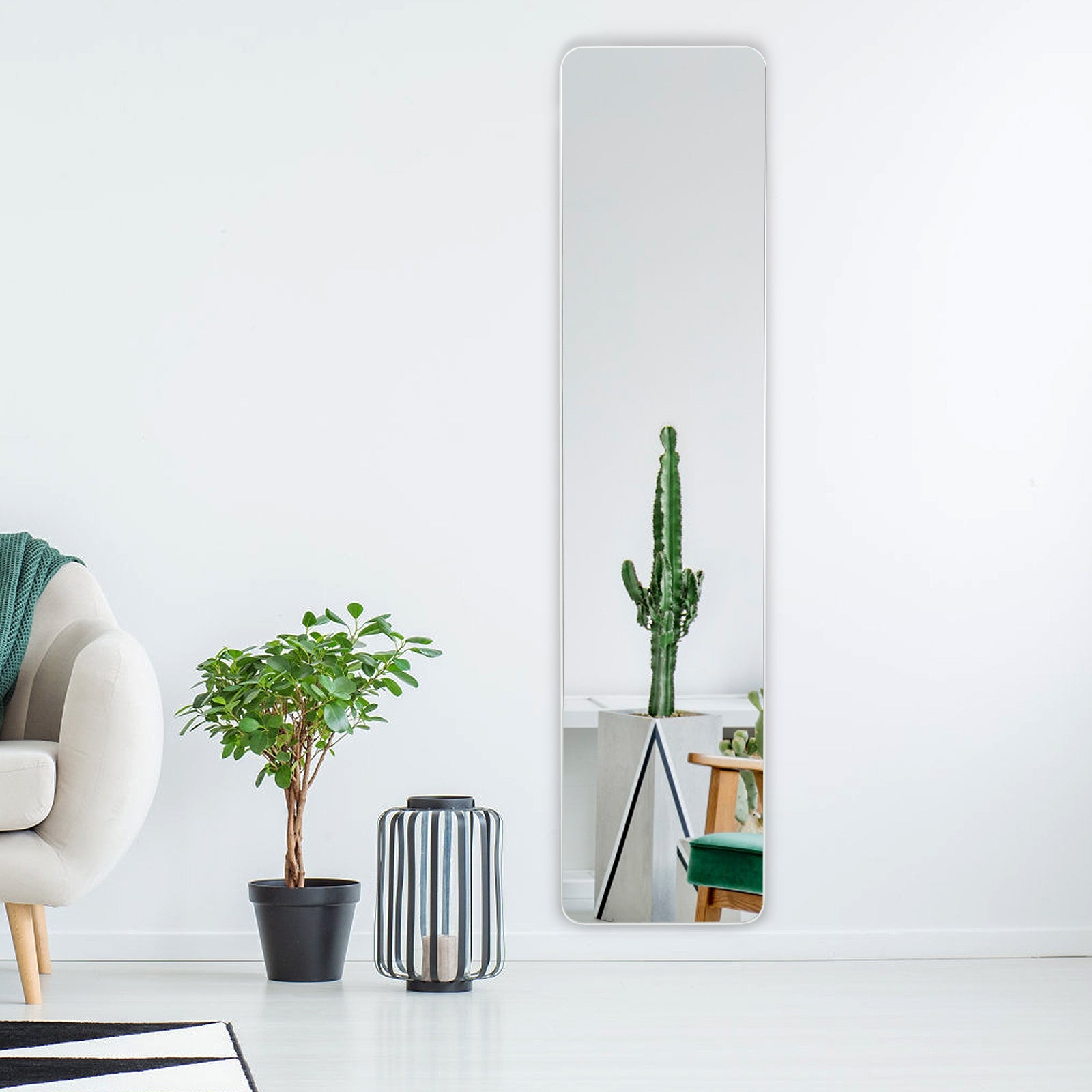 Frameless Wall Mountable Floor Mirror, Full Length, White Floor Mirrors at Gallery Canada