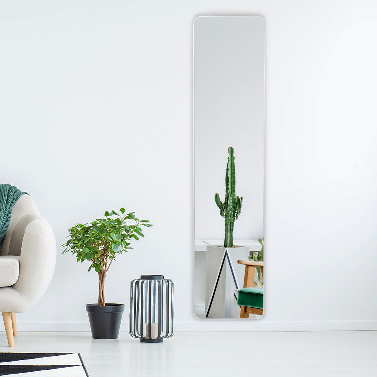 Frameless Wall Mountable Floor Mirror, Full Length, White Floor Mirrors at Gallery Canada