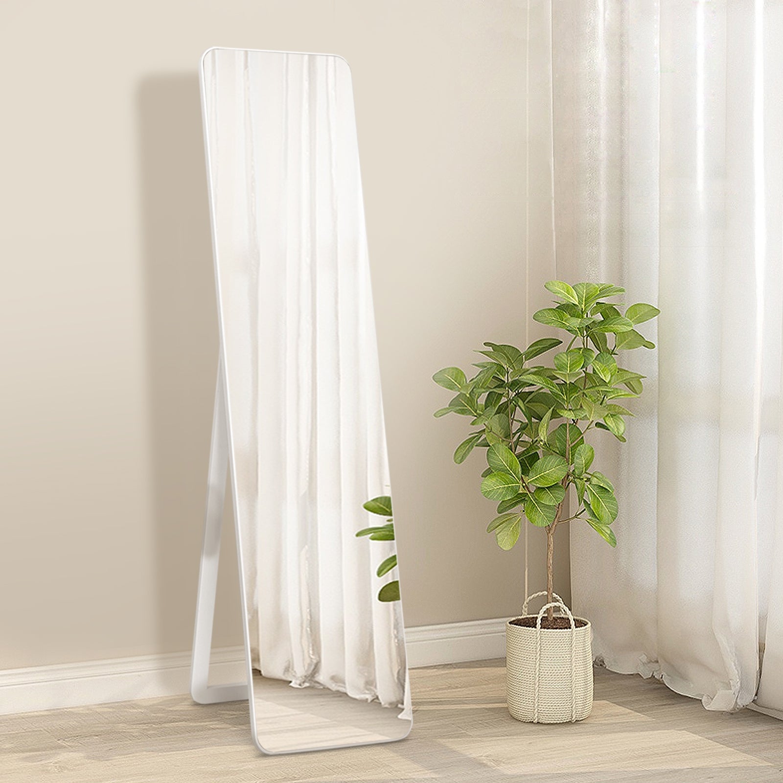 Frameless Wall Mountable Floor Mirror, Full Length, White Floor Mirrors at Gallery Canada