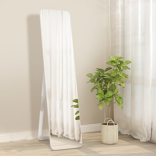 Frameless Wall Mountable Floor Mirror, Full Length, White