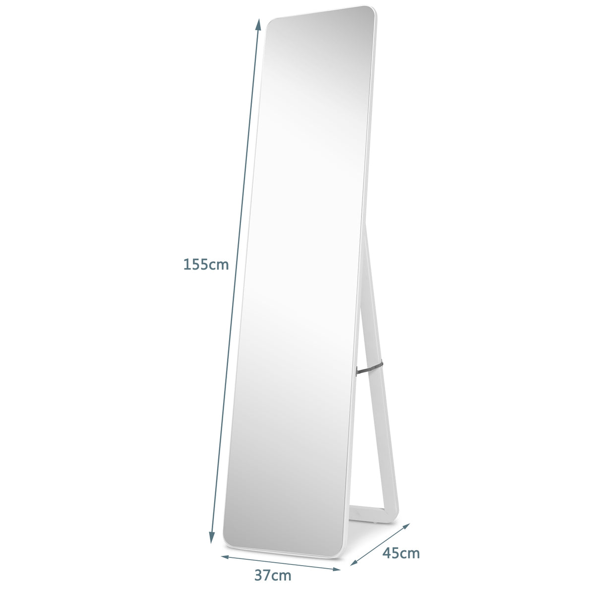 Frameless Wall Mountable Floor Mirror, Full Length, White Floor Mirrors at Gallery Canada