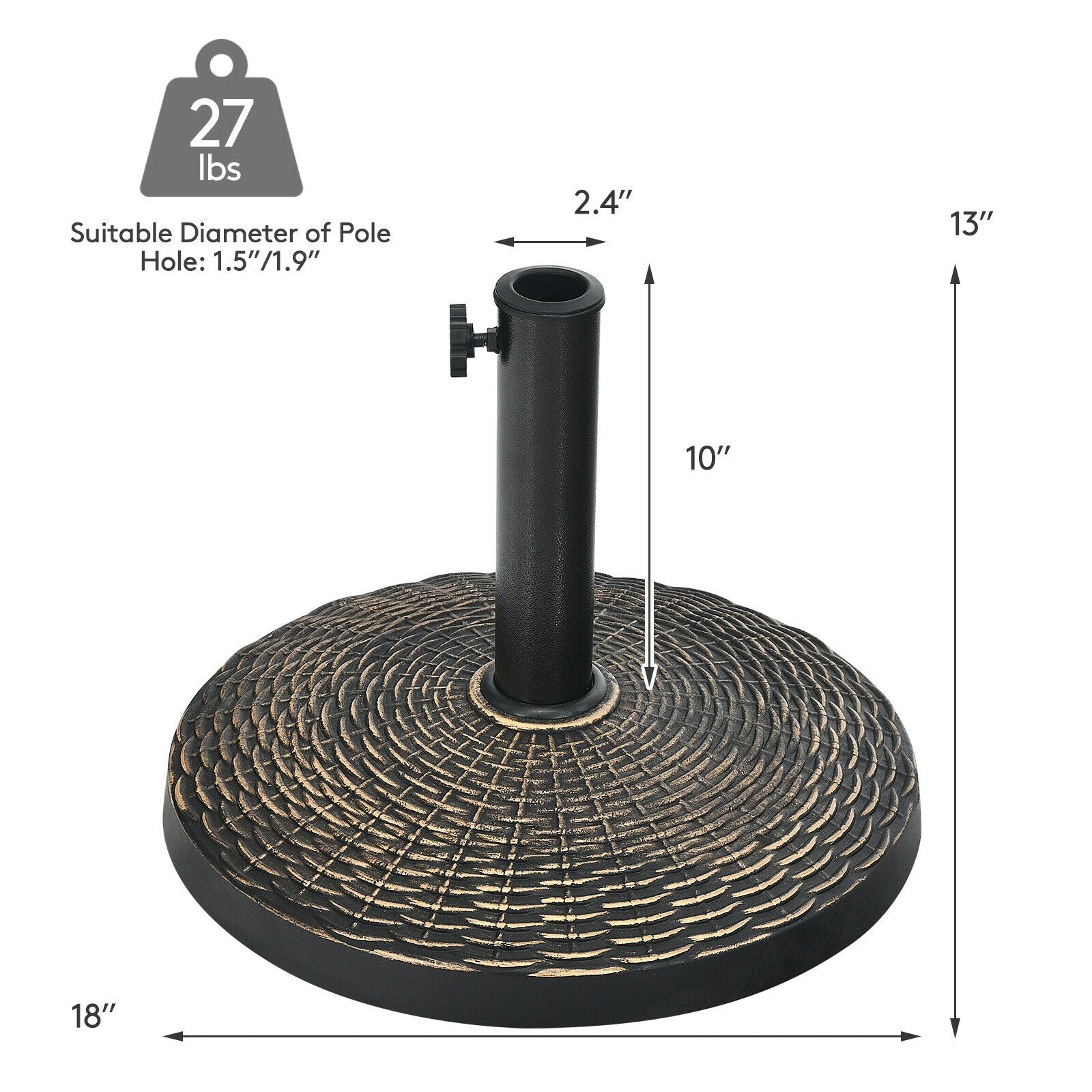 27 lbs Patio Market Umbrella Base Stand, Bronze Outdoor Umbrella Bases at Gallery Canada