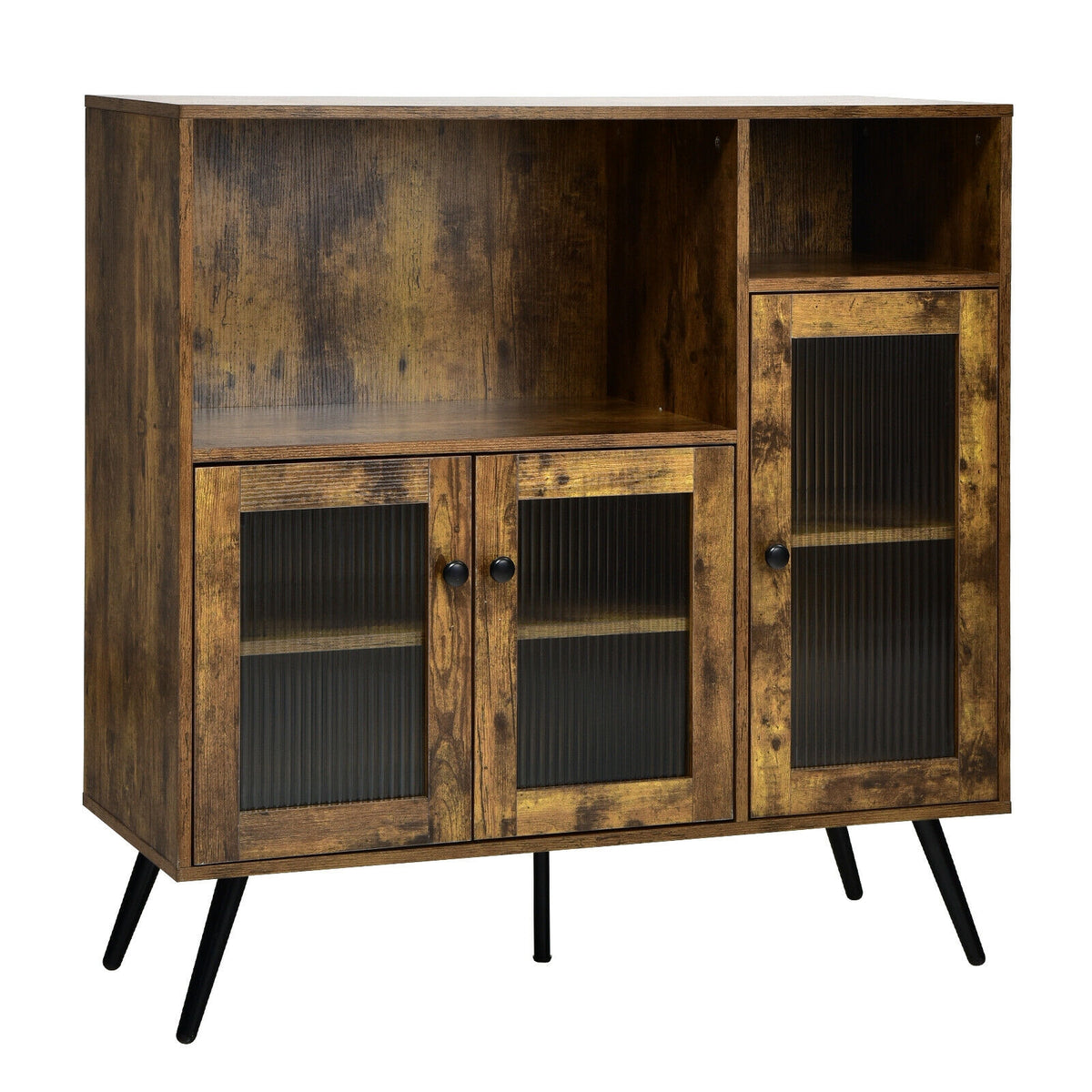 Buffet Kitchen Storage Cupboard, Glass Door, Adjustable Shelves, Rustic Brown Sideboards Cabinets & Buffets at Gallery Canada