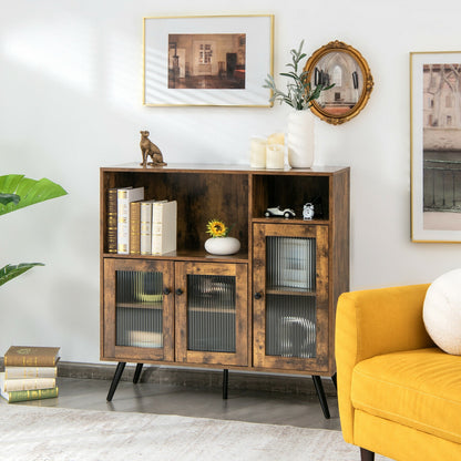 Buffet Kitchen Storage Cupboard, Glass Door, Adjustable Shelves, Rustic Brown Sideboards Cabinets & Buffets at Gallery Canada