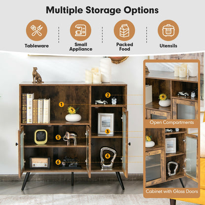 Buffet Kitchen Storage Cupboard, Glass Door, Adjustable Shelves, Rustic Brown Sideboards Cabinets & Buffets at Gallery Canada