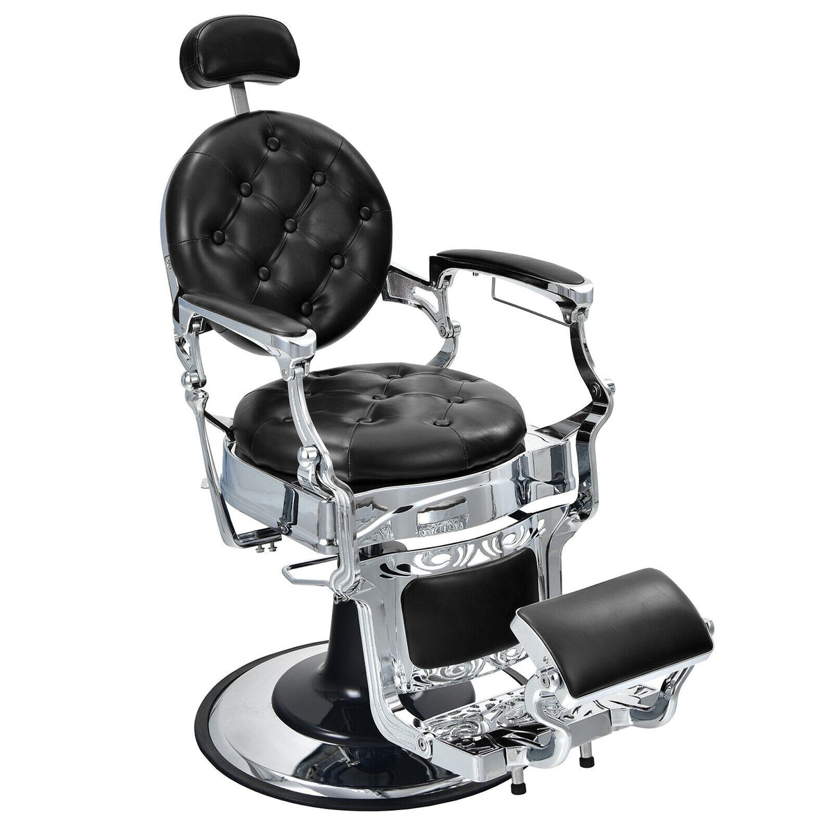 Vintage Barber Chair, Adjustable Height And Headrest, Black Spa & Salon Black at Gallery Canada