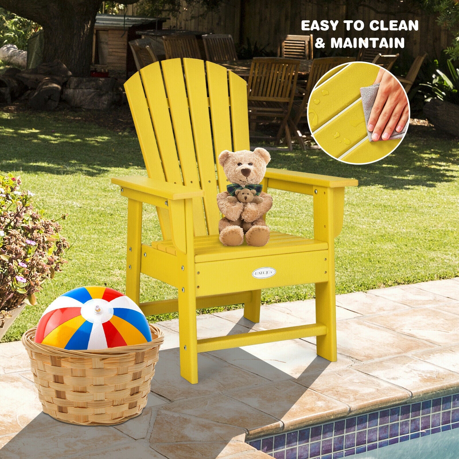 Kids Adirondack Chair, Ergonomic Backrest, Yellow Kids Chairs & Seating at Gallery Canada