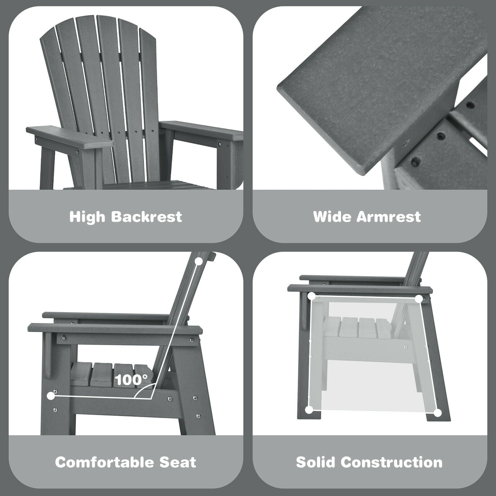 Kids' Adirondack Chair, Ergonomic Backrest, Gray Kids Chairs & Seating at Gallery Canada