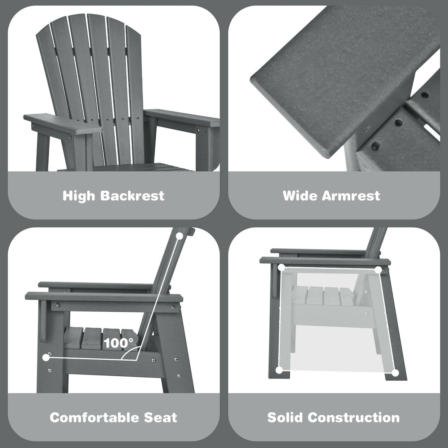 Kids' Adirondack Chair, Ergonomic Backrest, Gray Kids Chairs & Seating at Gallery Canada