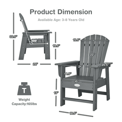 Kids' Adirondack Chair, Ergonomic Backrest, Gray Kids Chairs & Seating at Gallery Canada