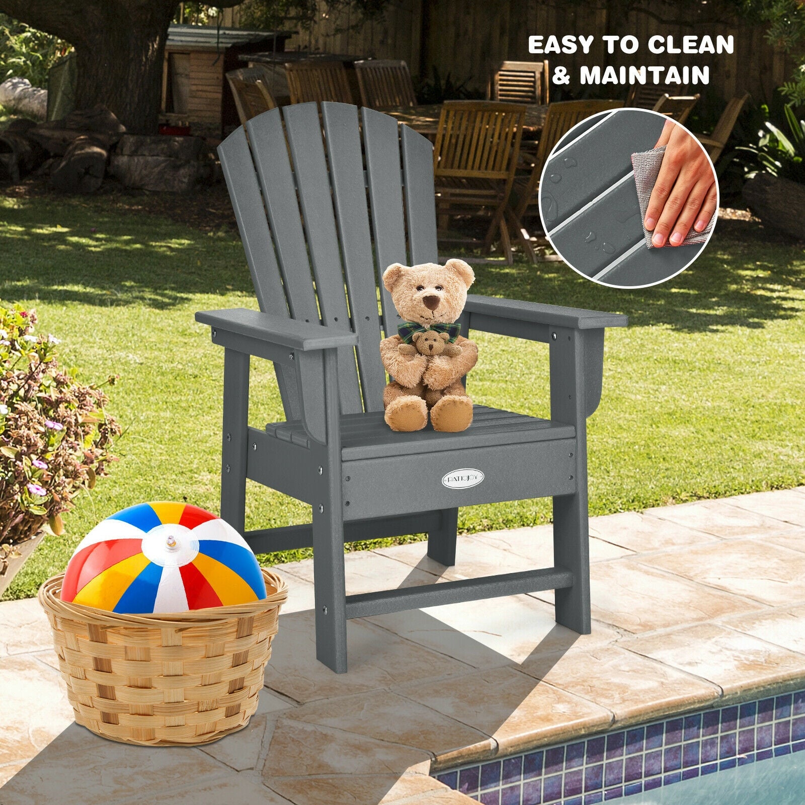 Kids' Adirondack Chair, Ergonomic Backrest, Gray Kids Chairs & Seating at Gallery Canada