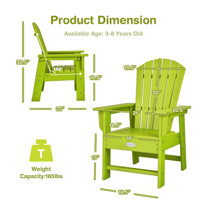 Kids Adirondack Chair, Ergonomic Backrest, Green Kids Chairs & Seating at Gallery Canada
