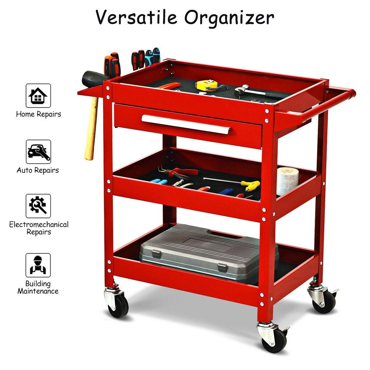 Rolling Tool Cart, Mechanic Cabinet, Storage Toolbox Organizer, Red Garages at Gallery Canada