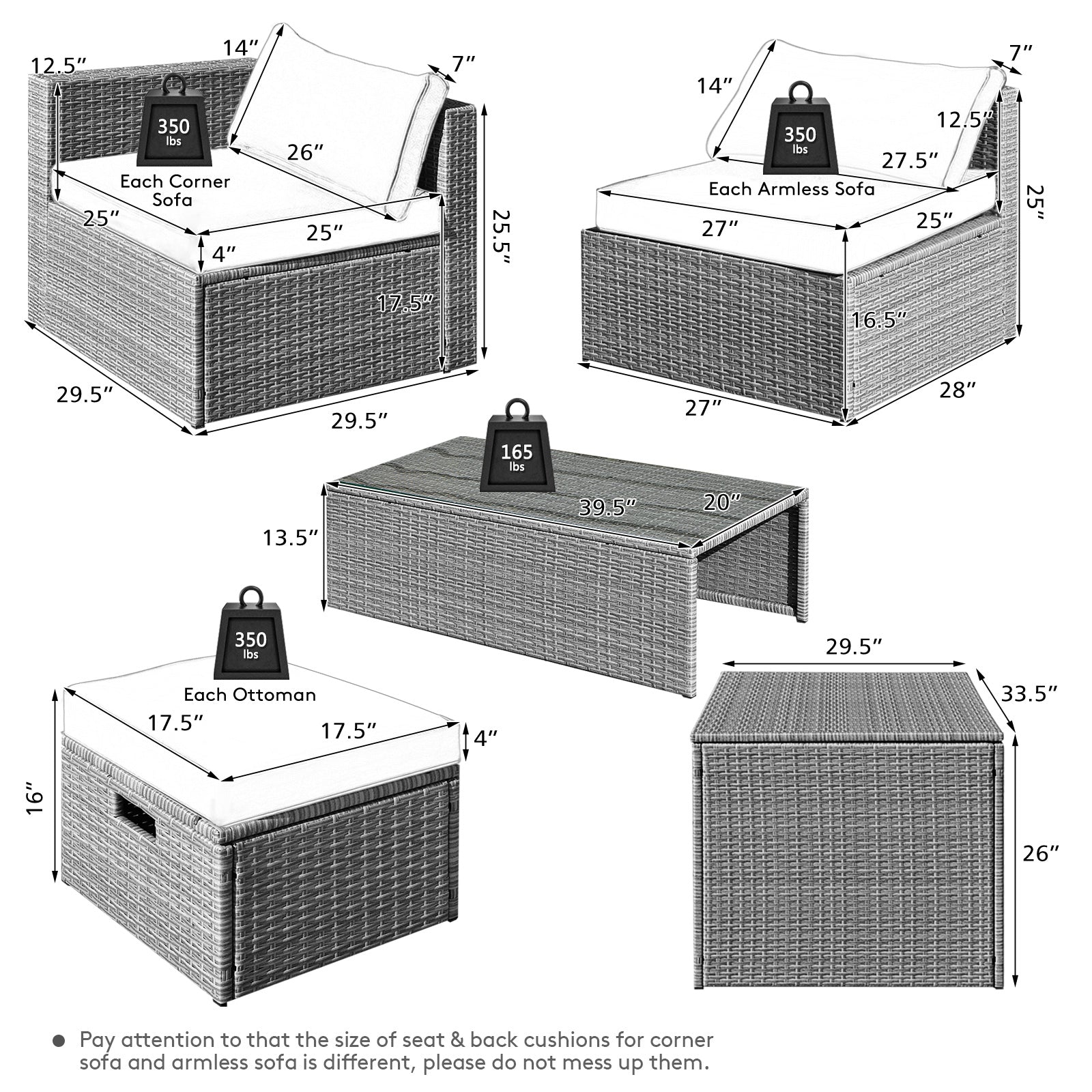 8-Piece Patio Rattan Furniture Set, With Storage Cover, Gray Outdoor Sectionals at Gallery Canada