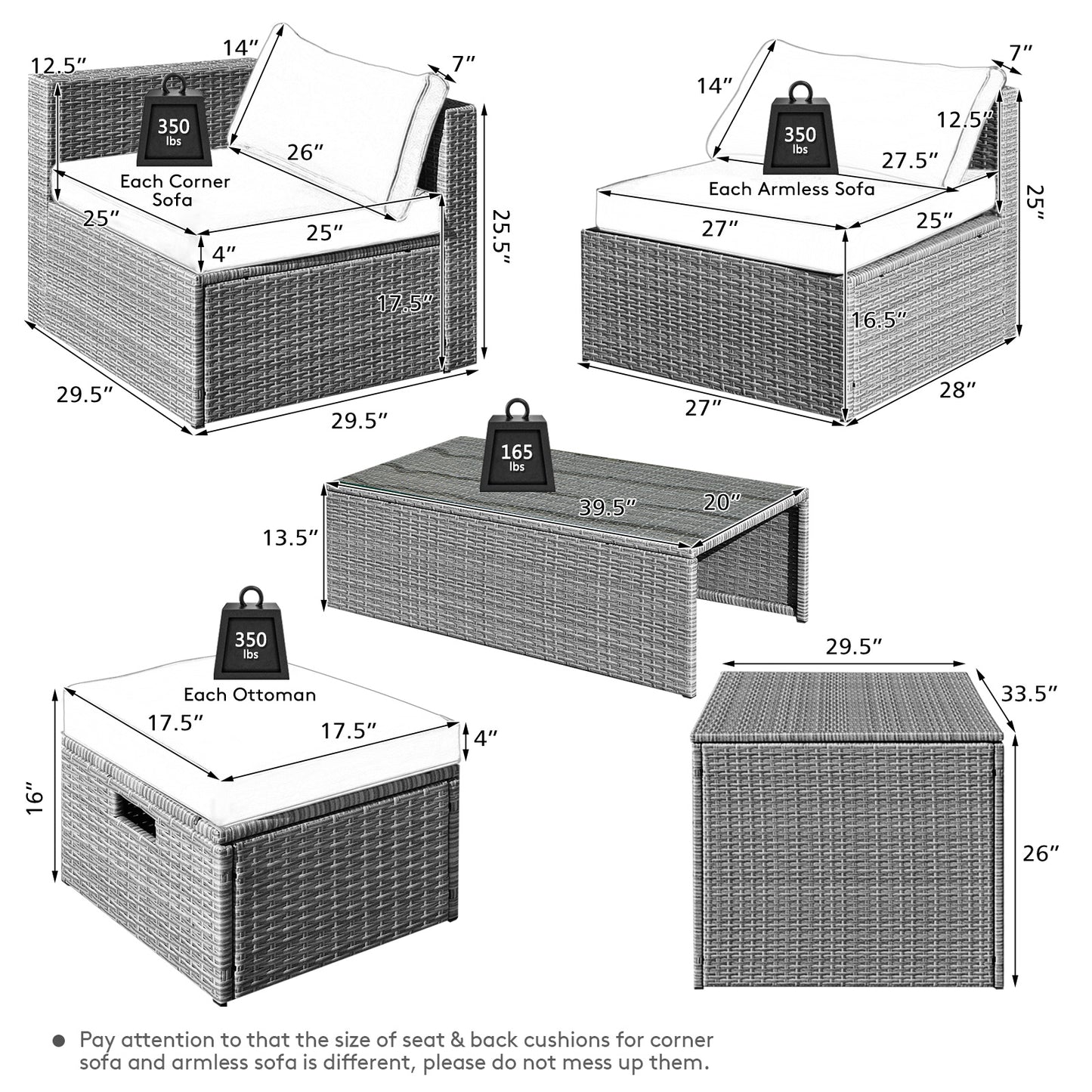 8-Piece Patio Rattan Furniture Set, With Storage Cover, Gray Outdoor Sectionals at Gallery Canada
