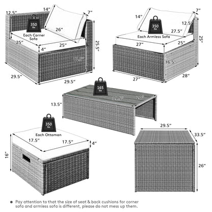 8-Piece Patio Rattan Furniture Set, With Storage Cover, Gray Outdoor Sectionals at Gallery Canada