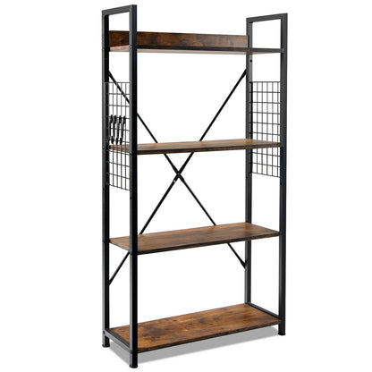 4-Tier Industrial Open Storage Bookshelf, Dark Brown Bookcases at Gallery Canada