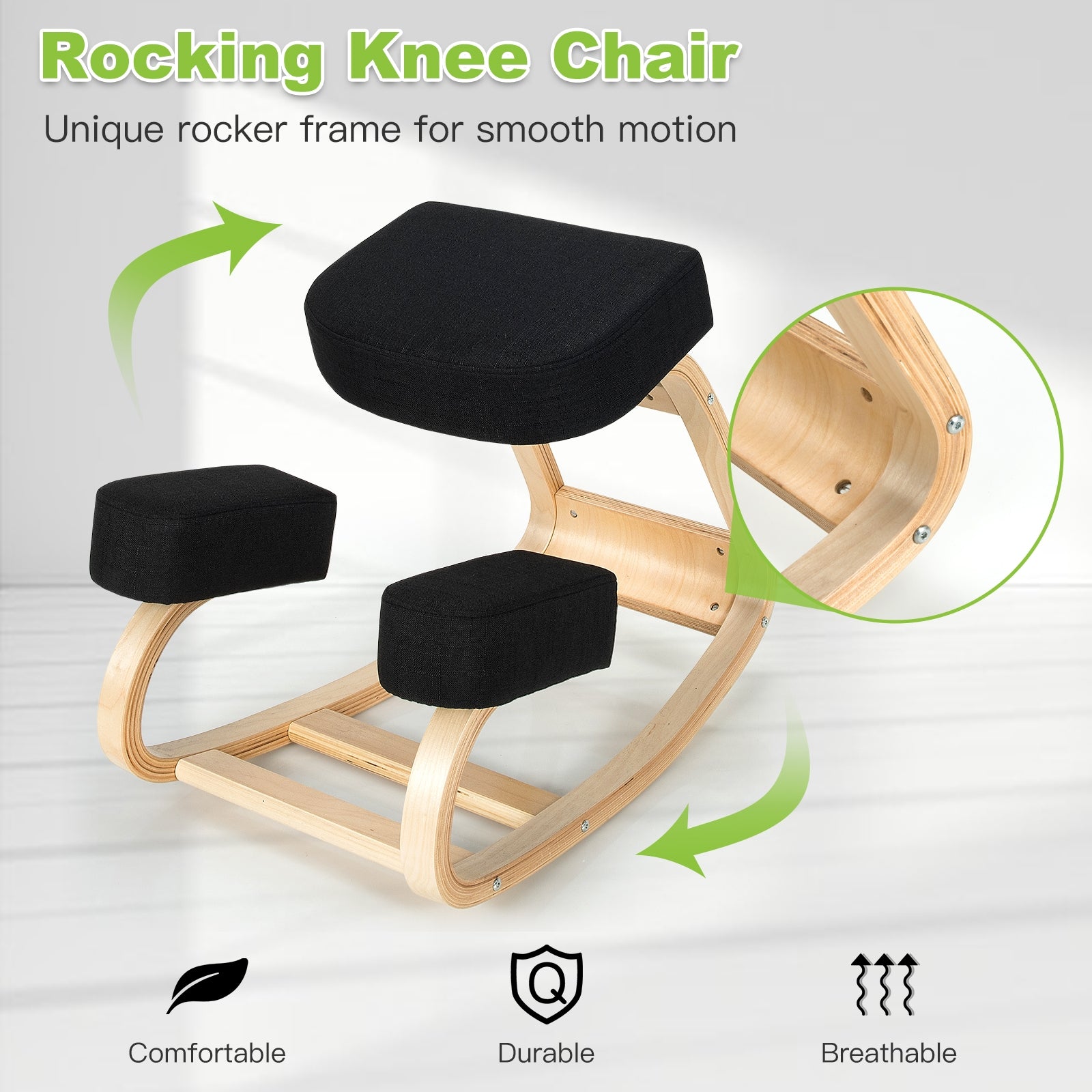 Ergonomic Kneeling Chair, Office Desk Stool, Black Kneeling Chiars at Gallery Canada