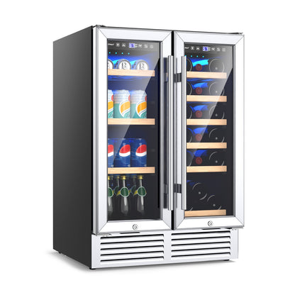 24 Inch Dual Zone Wine Beverage Cooler, Silver Wine & Beverage Coolers at Gallery Canada