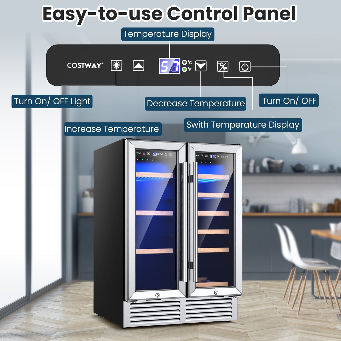 24 Inch Dual Zone Wine Beverage Cooler, Silver Wine & Beverage Coolers at Gallery Canada