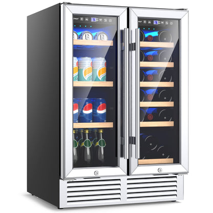 24 Inch Dual Zone Wine Beverage Cooler, Silver Wine & Beverage Coolers at Gallery Canada