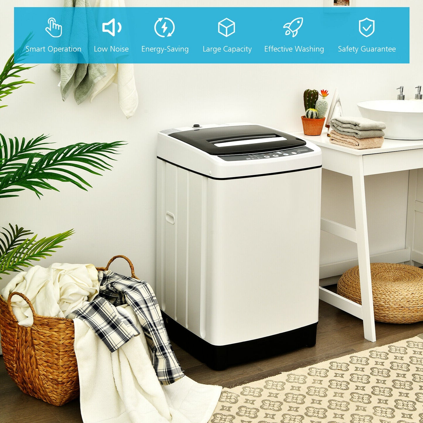 Full Automatic Washing Machine, 1.5 Cubic Feet, 11 LBS, White Washing Machines at Gallery Canada
