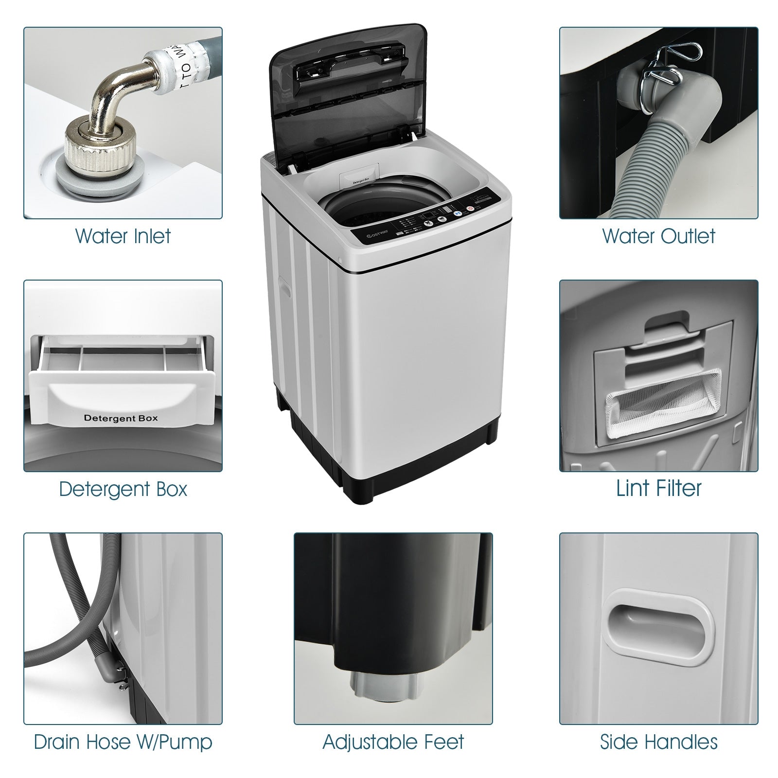 Full Automatic Washing Machine, 1.5 Cu.Ft, 11 LBS, Gray Washing Machines at Gallery Canada