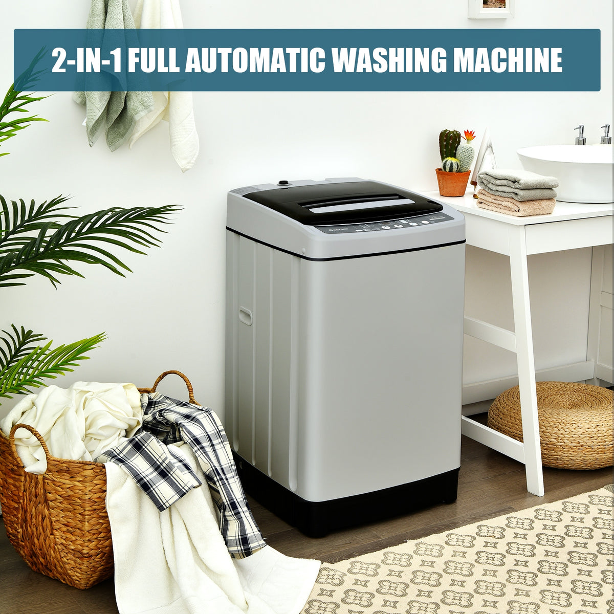 Full Automatic Washing Machine, 1.5 Cu.Ft, 11 LBS, Gray Washing Machines at Gallery Canada