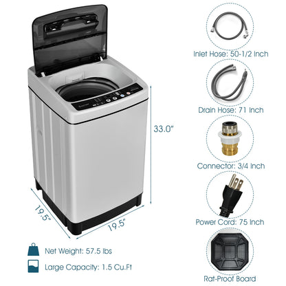 Full Automatic Washing Machine, 1.5 Cu.Ft, 11 LBS, Gray Washing Machines at Gallery Canada