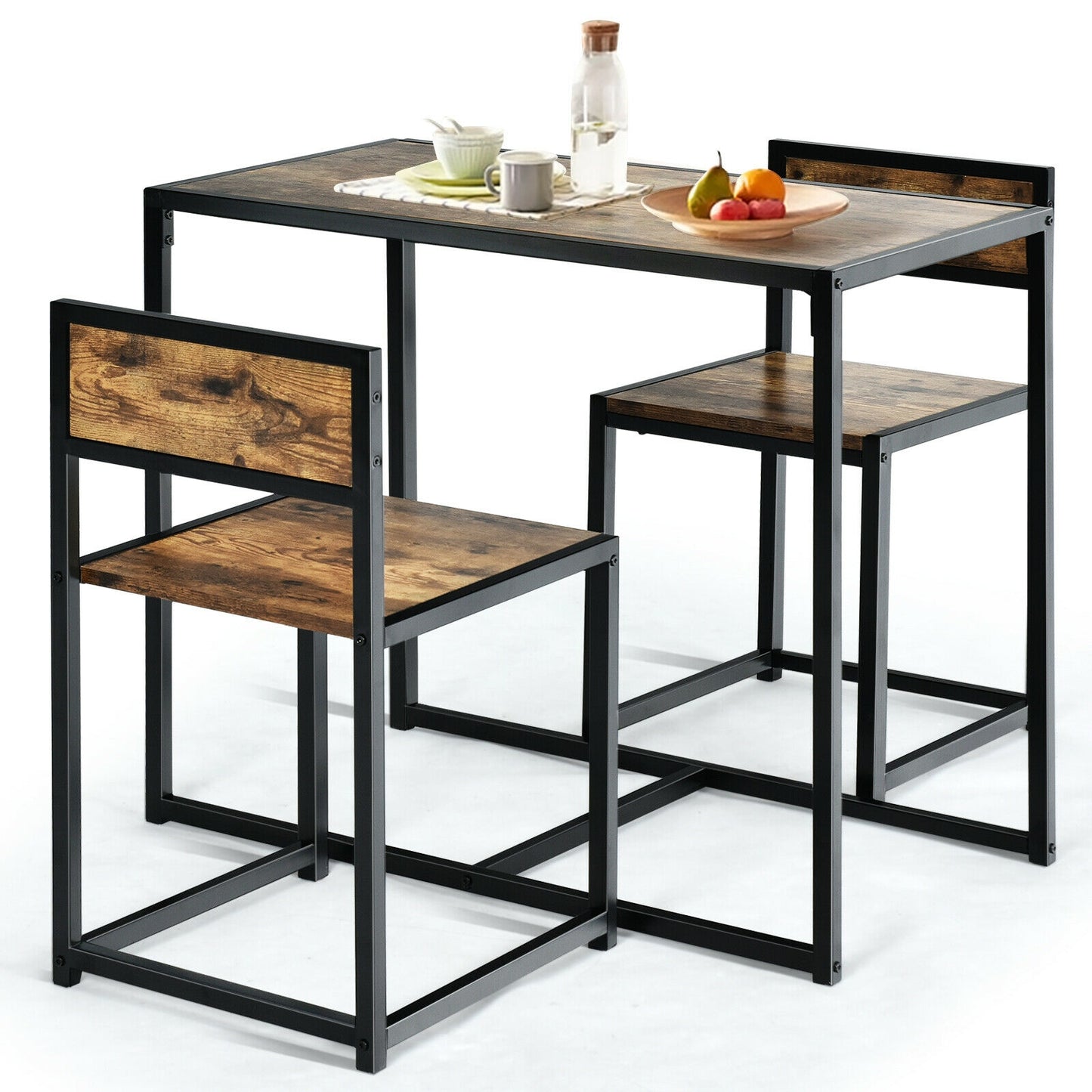 3 Pcs Dining Set, Compact Table and 2 Chairs, Metal Frame, Small Space Dining Room Sets at Gallery Canada