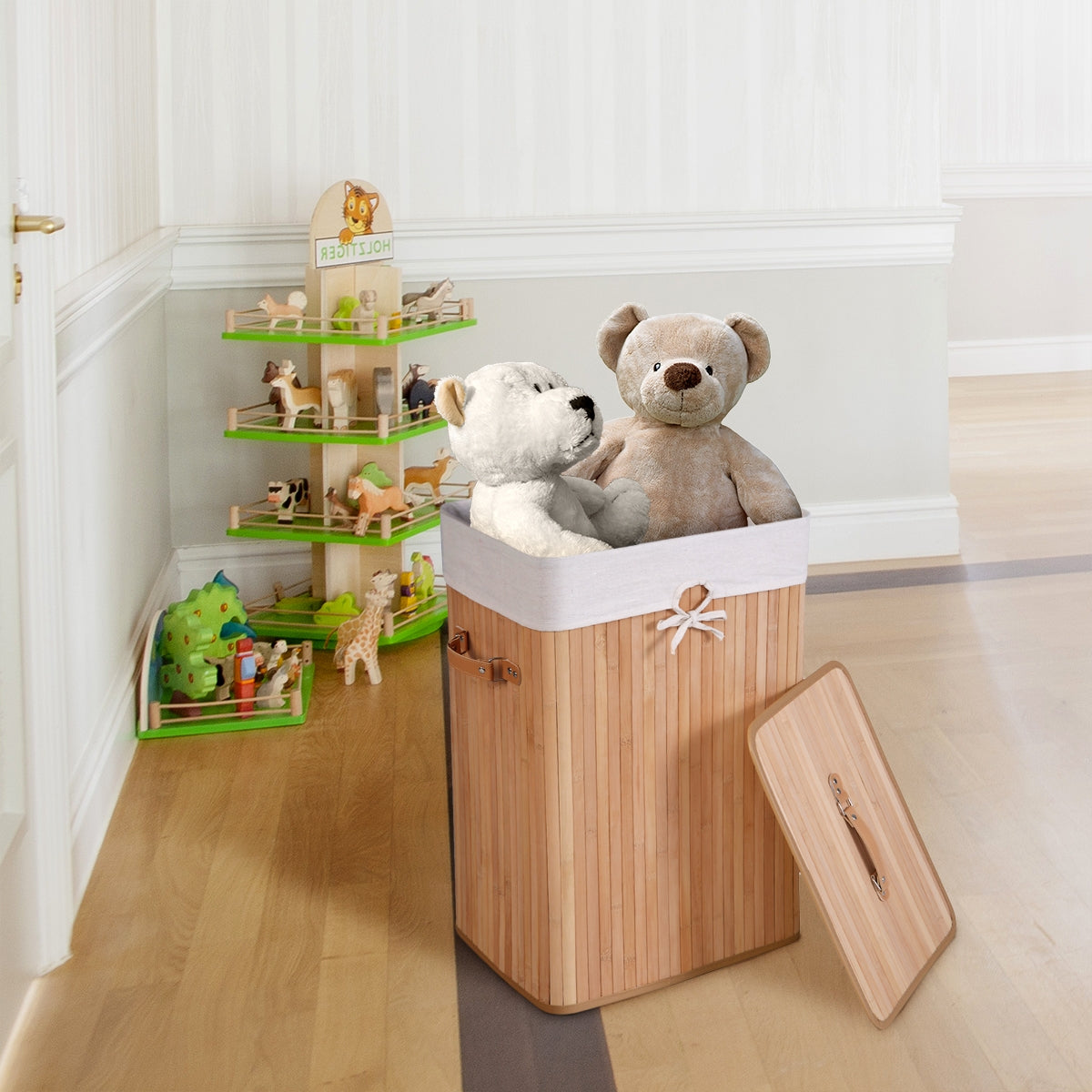 Rectangle Bamboo Laundry Basket, Natural, 3 Color Laundry Baskets at Gallery Canada