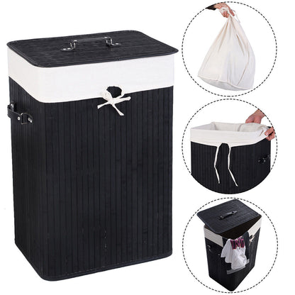 Rectangle Bamboo Laundry Basket, 3 Color, Black Laundry Baskets at Gallery Canada