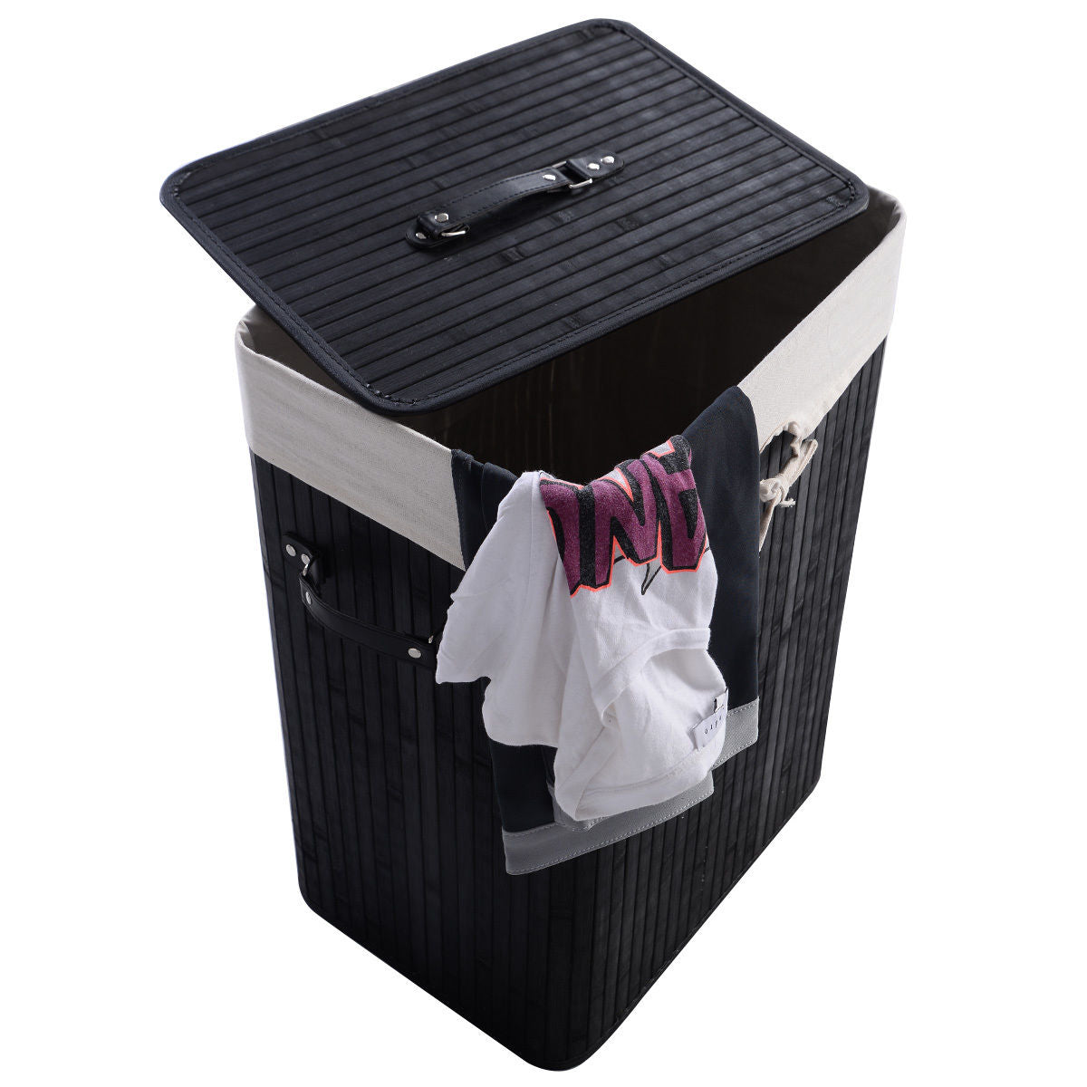 Rectangle Bamboo Laundry Basket, 3 Color, Black Laundry Baskets at Gallery Canada