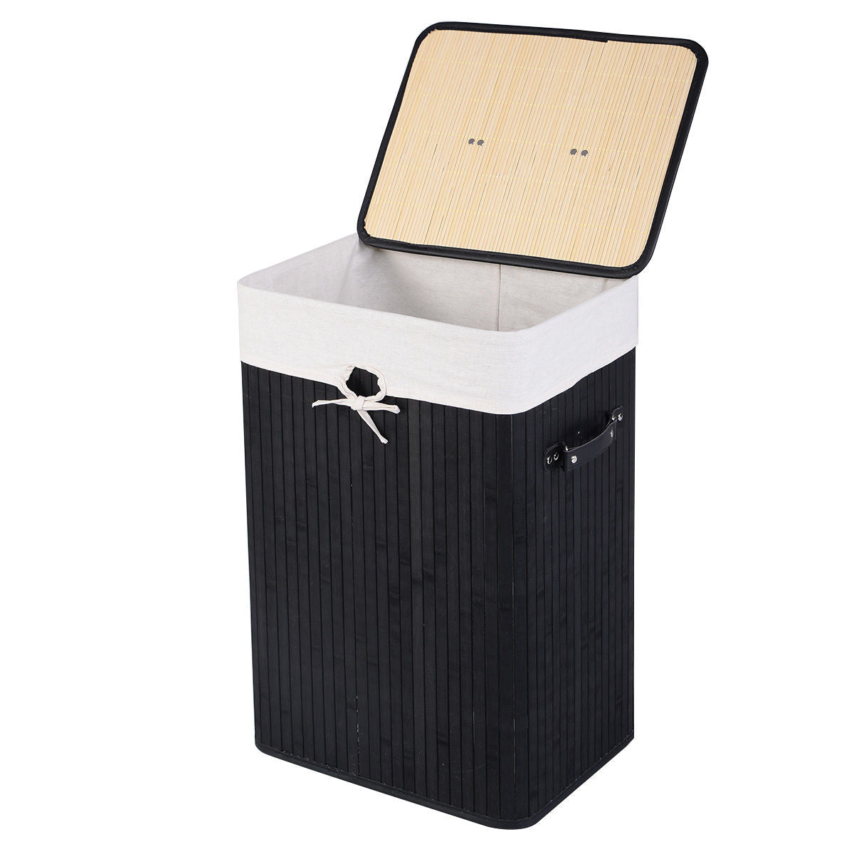 Rectangle Bamboo Laundry Basket, 3 Color, Black Laundry Baskets at Gallery Canada