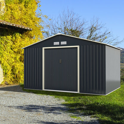 11 x 8 Feet Metal Storage Shed, Garden Tools, 2 Lockable Sliding Doors, Gray Sheds & Outdoor Storage at Gallery Canada