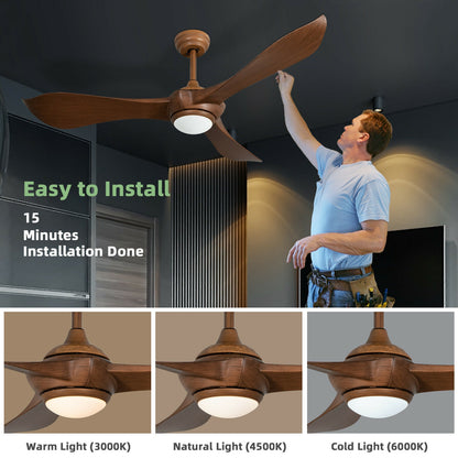 52 Inch Ceiling Fan With Light, Reversible DC Motor, Walnut Ceiling Fans at Gallery Canada