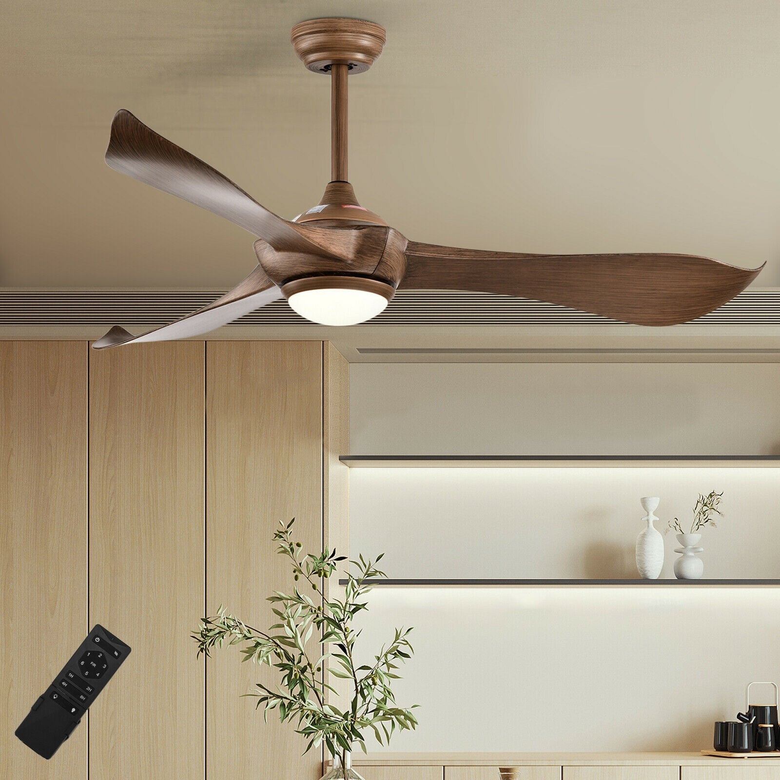 52 Inch Ceiling Fan With Light, Reversible DC Motor, Walnut Ceiling Fans at Gallery Canada