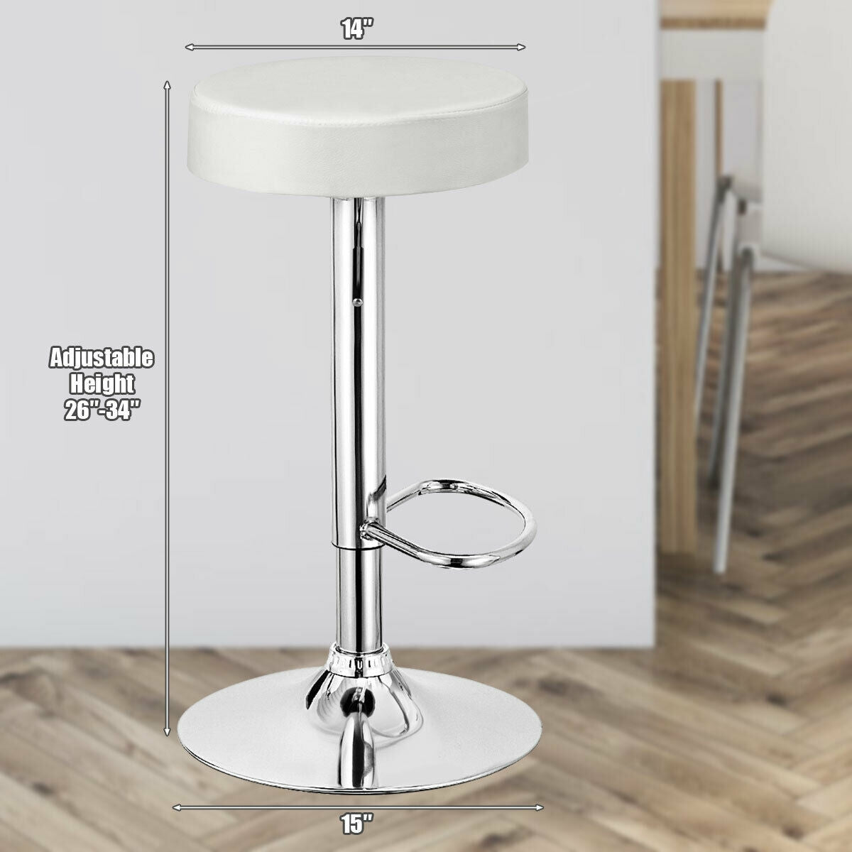 Round Bar Stool, Adjustable Swivel Pub Chair, White Bar Stools at Gallery Canada