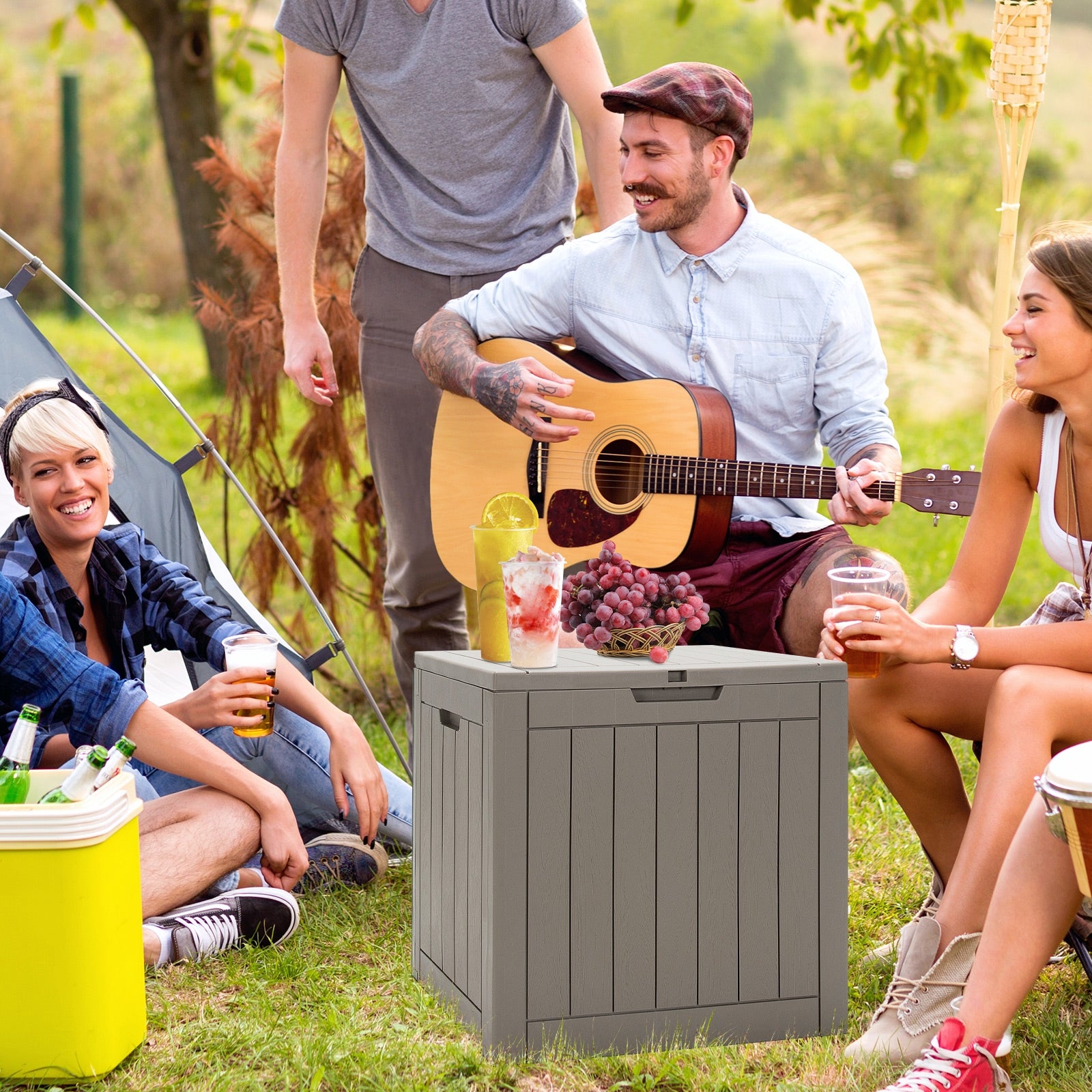 30 Gallon Deck Box, Storage Seating Container, Light Brown Sheds & Outdoor Storage at Gallery Canada