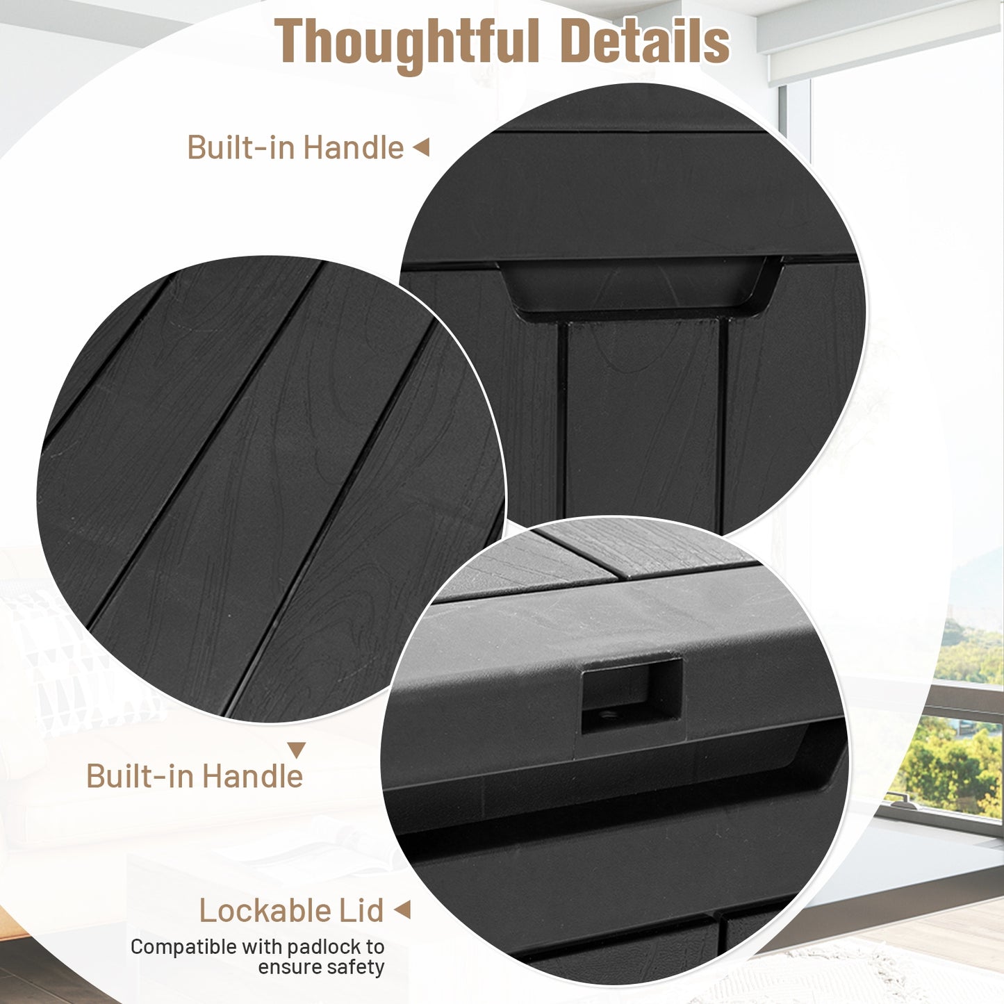 30 Gallon Deck Box, Storage Seating Container, Black Sheds & Outdoor Storage at Gallery Canada