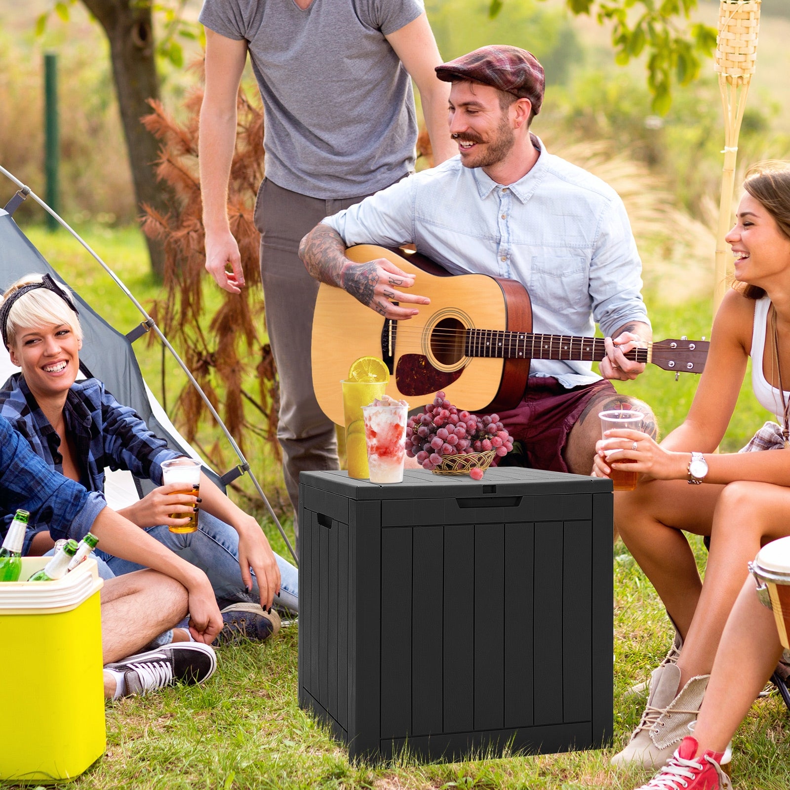 30 Gallon Deck Box, Storage Seating Container, Black Sheds & Outdoor Storage at Gallery Canada