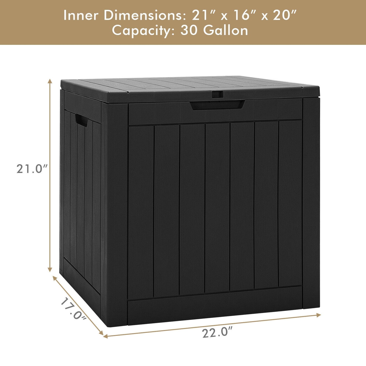 30 Gallon Deck Box, Storage Seating Container, Black Sheds & Outdoor Storage at Gallery Canada
