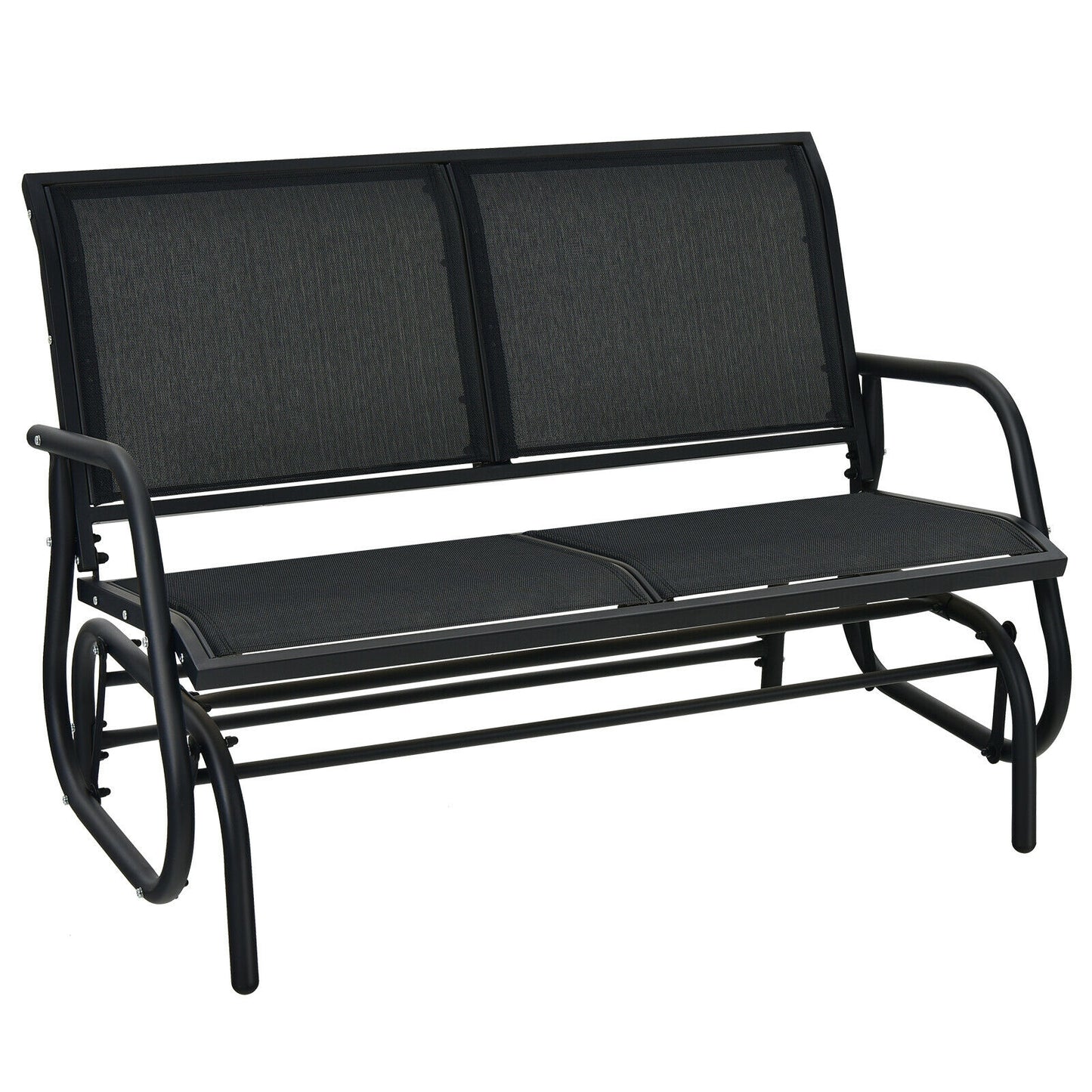 Swing Glider Chair 48 Inch, Loveseat Rocker, Backyard Lounge, Black Patio Rocking Chairs & Gliders at Gallery Canada