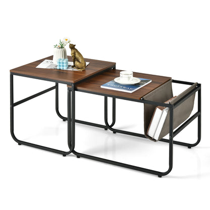 Nesting Coffee Tables, Set of 2, Side Pocket, Brown Coffee Tables at Gallery Canada