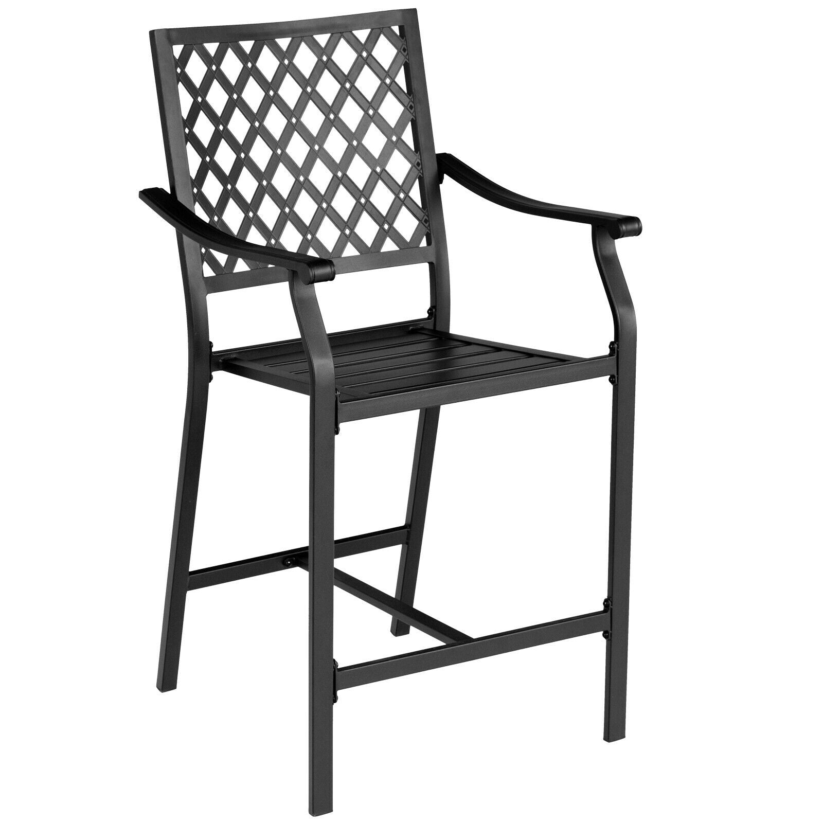 Patio Bar Stool, 2 Pieces, With Height Cushion And Armrest, Black Patio Bar Furniture at Gallery Canada